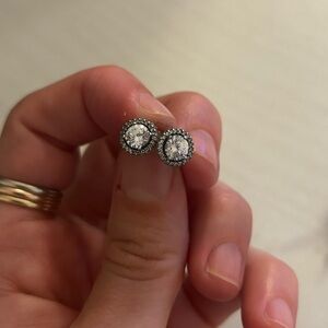 Authentic Pandora Stud CZ 925 Silver Earrings
